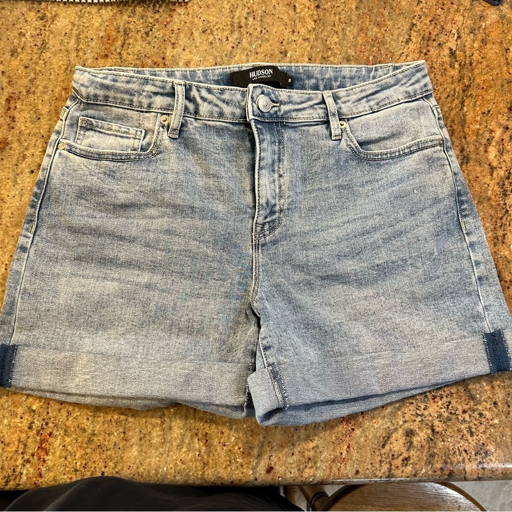 Hudson Jeans Light Blue Denim Cuffed Shorts, Size: 8